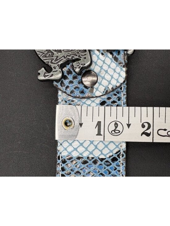 Just Cavalli Croc Leather Belt Blue Black White Crocodile Buckle Size 31-36 EUC main image 4